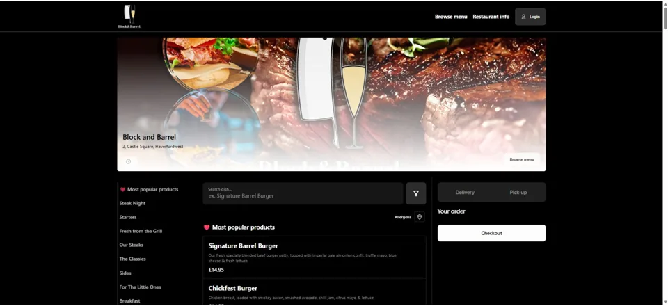 Website preview for Block & Barrel in Haverfordwest