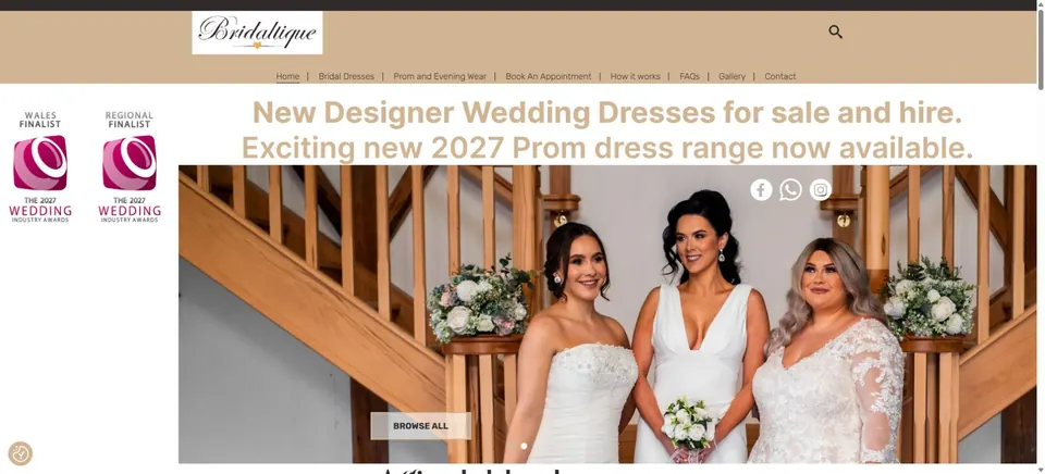 Website preview for Bridaltique in Haverfordwest