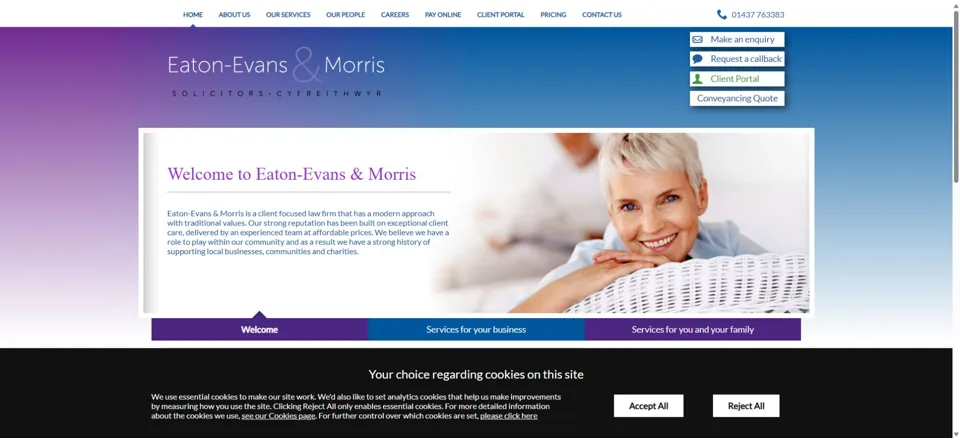 Website preview for Eaton-Evans & Morris in Haverfordwest