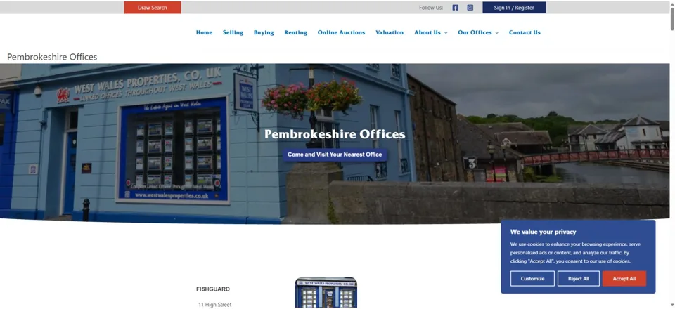 Website preview for West Wales Home Rentals in Haverfordwest