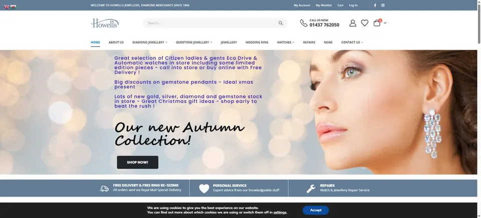 Website preview for Howells Jewellers in Haverfordwest