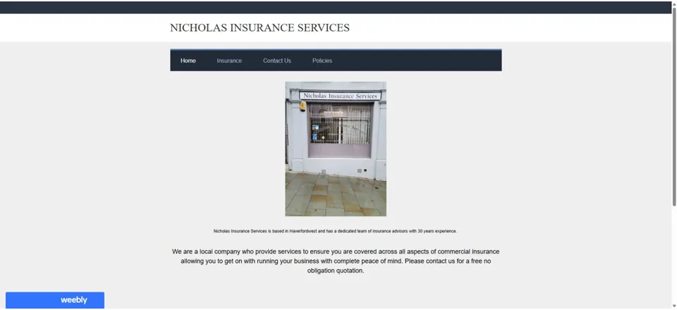 Website preview for Nicholas Insurance Services in Haverfordwest