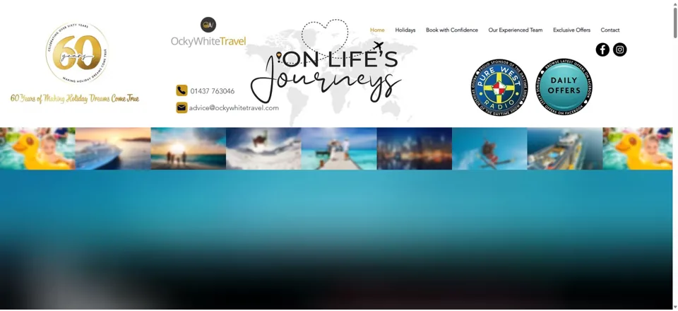 Website preview for Ocky White Travel in Haverfordwest
