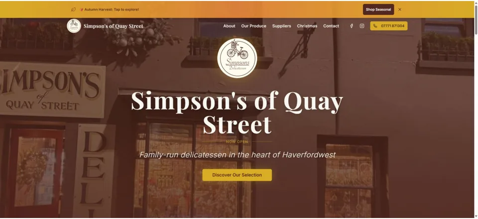 Website preview for Simpson’s of Quay Street in Haverfordwest
