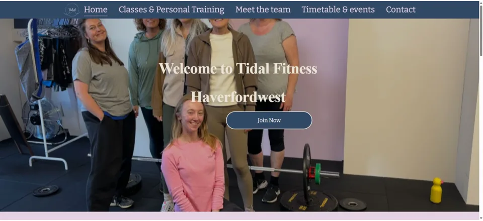 Website preview for Tidal Fitness in Haverfordwest