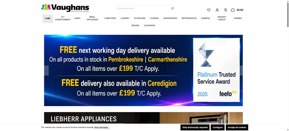 Website preview for Vaughans in Haverfordwest