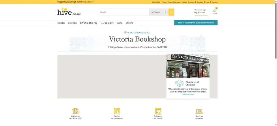 Website preview for Victoria Bookshop in Haverfordwest